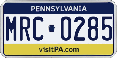 PA license plate MRC0285