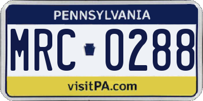 PA license plate MRC0288