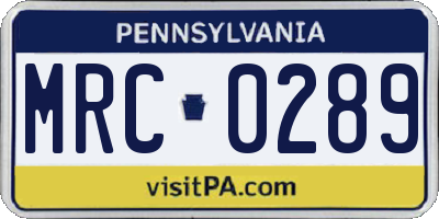 PA license plate MRC0289