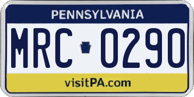 PA license plate MRC0290