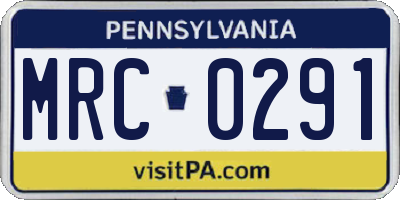 PA license plate MRC0291