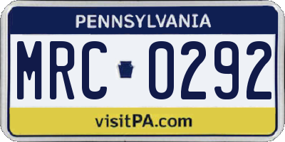 PA license plate MRC0292