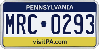 PA license plate MRC0293