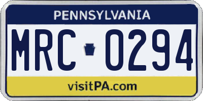 PA license plate MRC0294