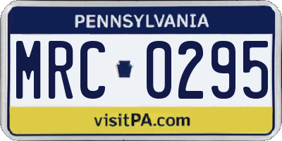 PA license plate MRC0295