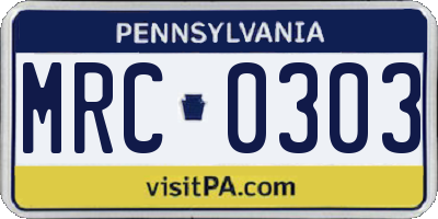 PA license plate MRC0303