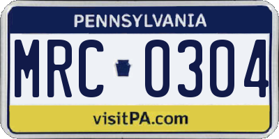 PA license plate MRC0304