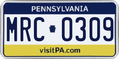 PA license plate MRC0309