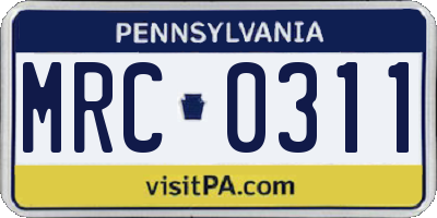 PA license plate MRC0311