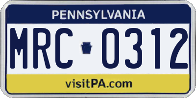 PA license plate MRC0312