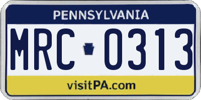 PA license plate MRC0313