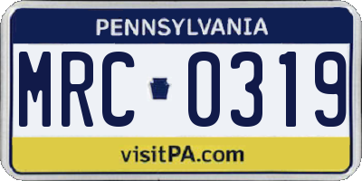 PA license plate MRC0319