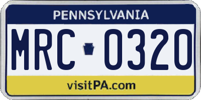 PA license plate MRC0320