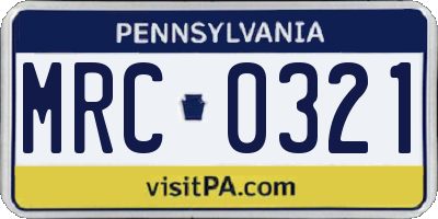 PA license plate MRC0321