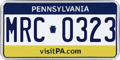 PA license plate MRC0323