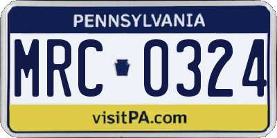 PA license plate MRC0324