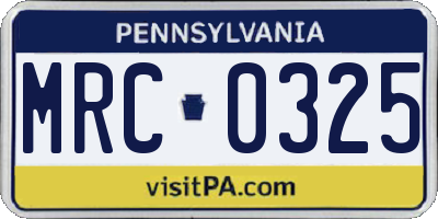 PA license plate MRC0325