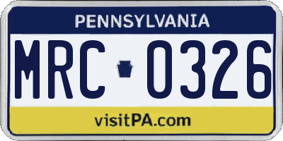 PA license plate MRC0326