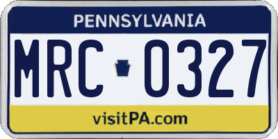 PA license plate MRC0327