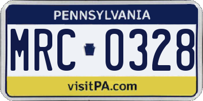 PA license plate MRC0328
