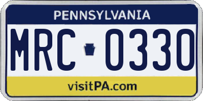 PA license plate MRC0330