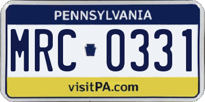 PA license plate MRC0331