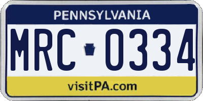 PA license plate MRC0334