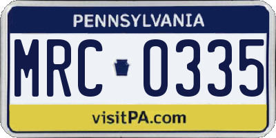 PA license plate MRC0335
