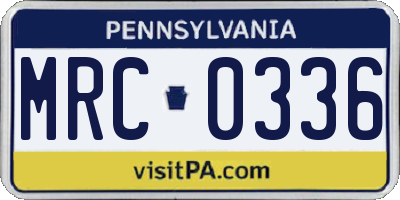 PA license plate MRC0336