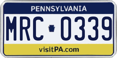 PA license plate MRC0339