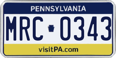 PA license plate MRC0343