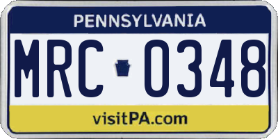 PA license plate MRC0348