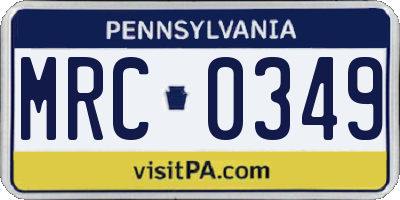PA license plate MRC0349