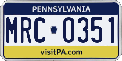 PA license plate MRC0351