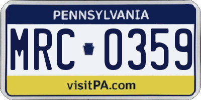 PA license plate MRC0359