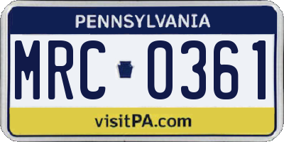 PA license plate MRC0361