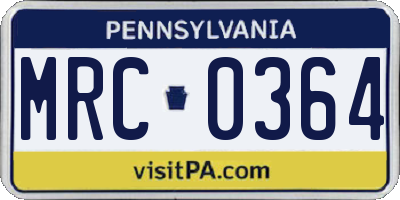 PA license plate MRC0364