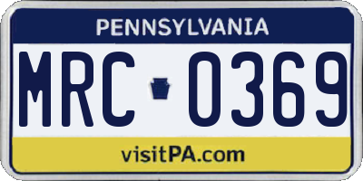PA license plate MRC0369