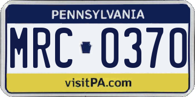 PA license plate MRC0370