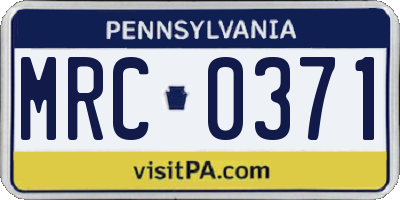 PA license plate MRC0371