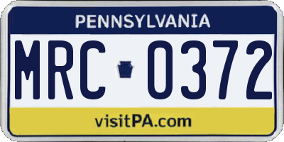 PA license plate MRC0372