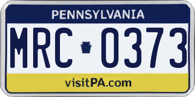 PA license plate MRC0373