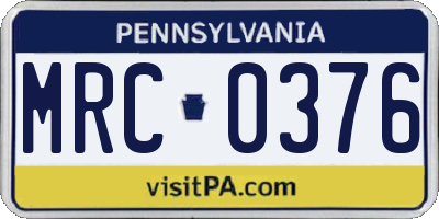 PA license plate MRC0376