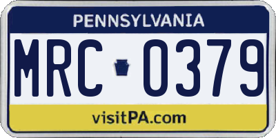 PA license plate MRC0379