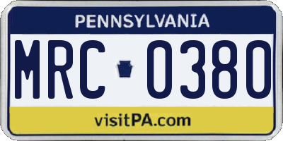 PA license plate MRC0380