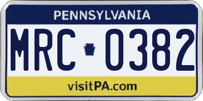 PA license plate MRC0382