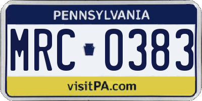 PA license plate MRC0383