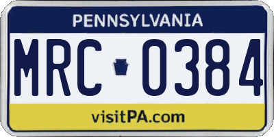 PA license plate MRC0384