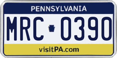 PA license plate MRC0390