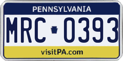 PA license plate MRC0393